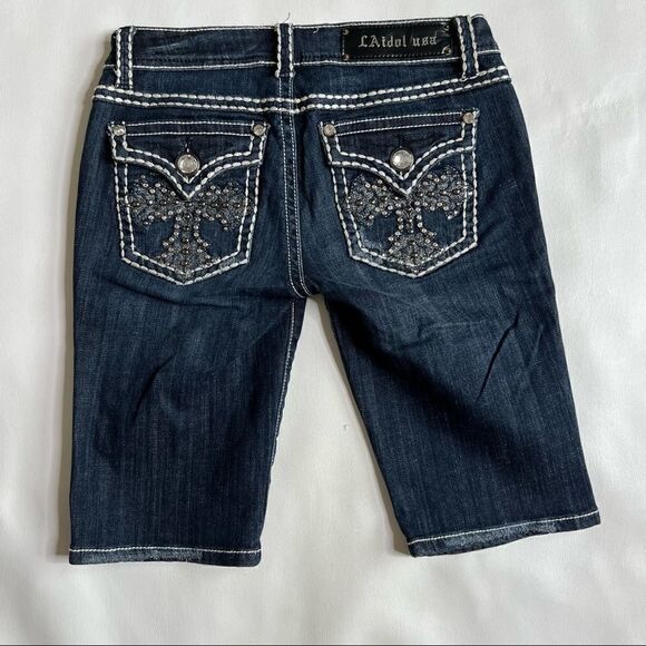 LA Idol USA | Blingy Bermuda Low Rise Denim Shorts - Picture 4 of 7